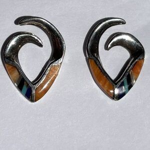 Vintage The Cut Above TCA Southwest Style Earrings Silver Semi Precious Stones